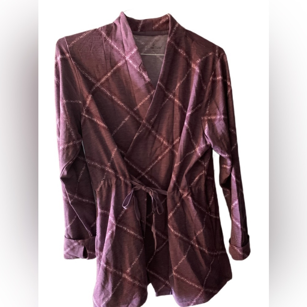 New! Cuddl Duds Top Wrap. Comfortwear Violet Windowpane Cascade Front.Large - Picture 3 of 4